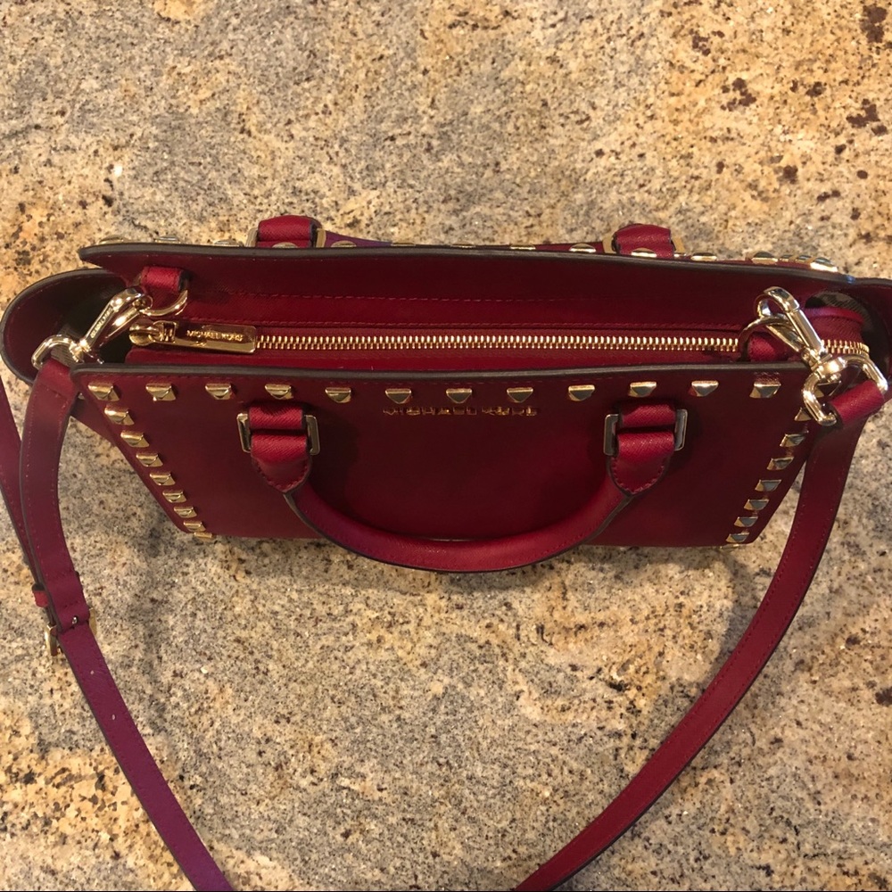 Michael Kors Medium Saffiano Maroon Leather Purse - Picture 3 of 5